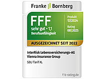 Qualitätssiegel Berufsunfähigkeitsversicherung: Franke Bornberg - sehr gut (1,1)